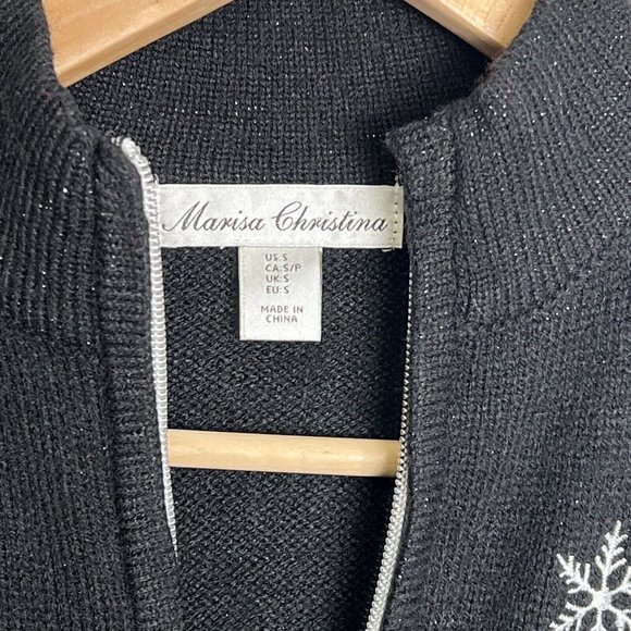 Marisa Christina Christmas Sweater Vest Women's Size small Presents Gifts Black - Picture 2 of 6